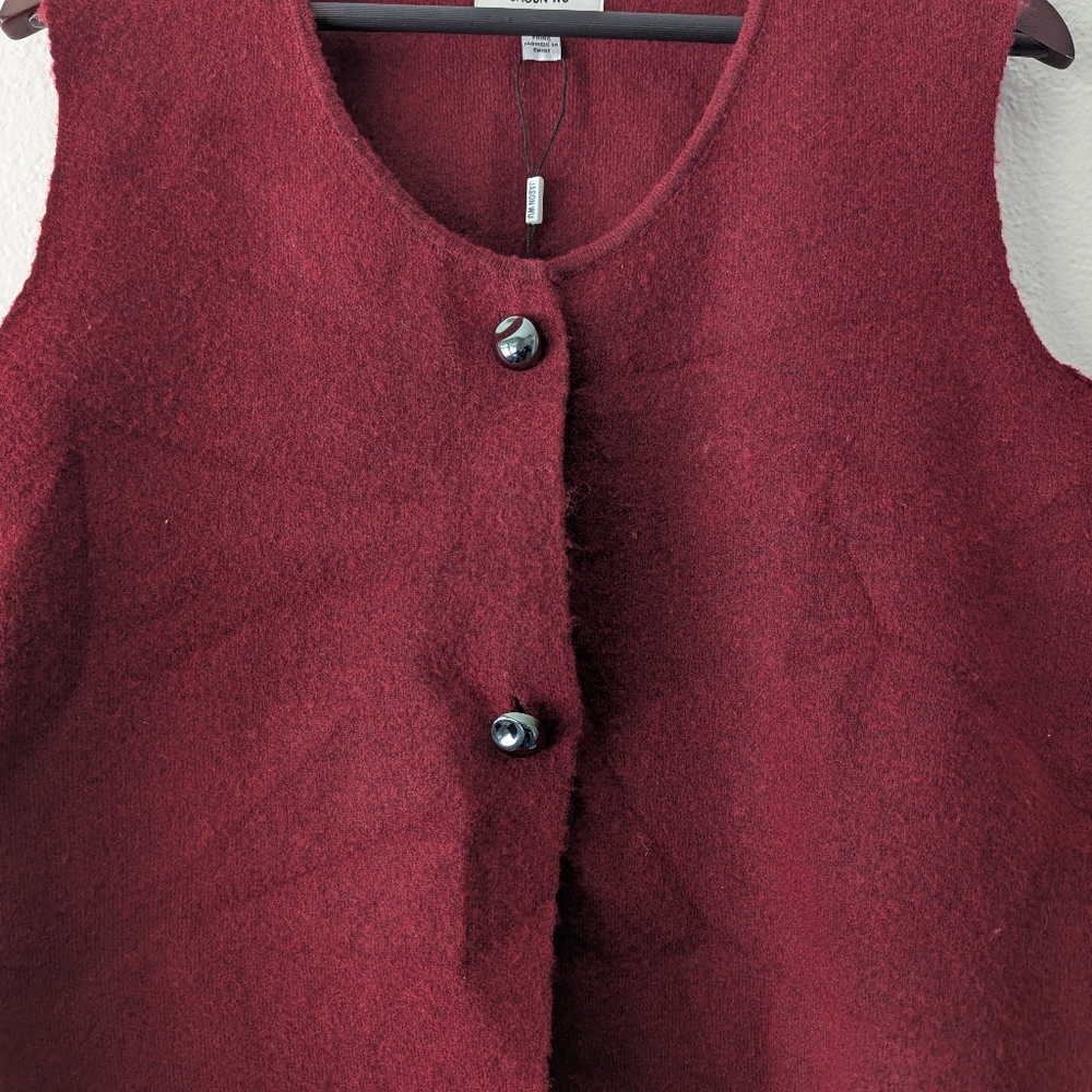 J. Crew Burgundy Wool Blend Button Vest - Picture 4 of 13